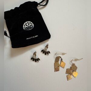 Dangle and ear cuff gold earrings